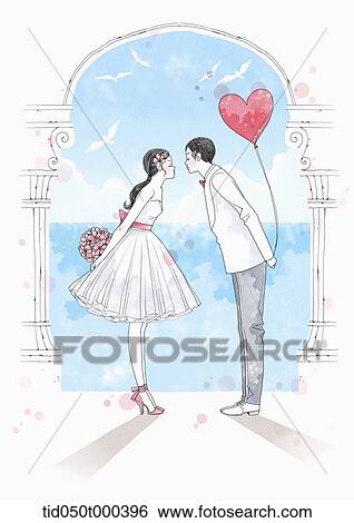 Stock Illustration - illustration of a couple getting married. Fotosearch