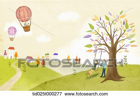 Stock Illustration - illustration of a couple in a nice garden. Fotosearch