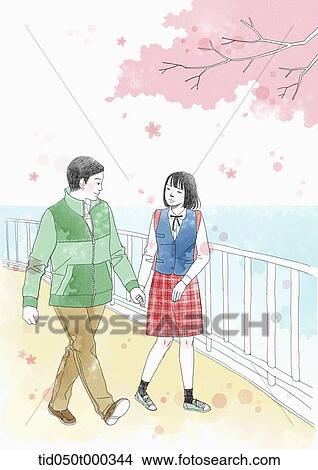 Stock Illustration - illustration of a couple walking together. Fotosearch