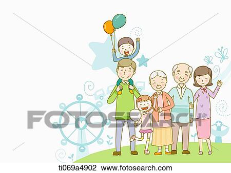 Drawing - illustration of a family. Fotosearch