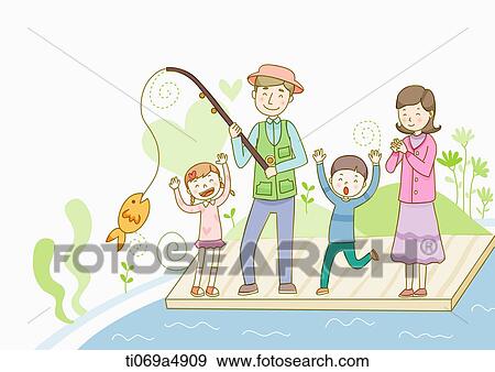 illustration of a family fishing View Large Illustration Stock Illustration - illustration of a family fishing. Fotosearch