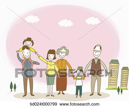 Stock Illustration - illustration of a family hand in hand . Fotosearch