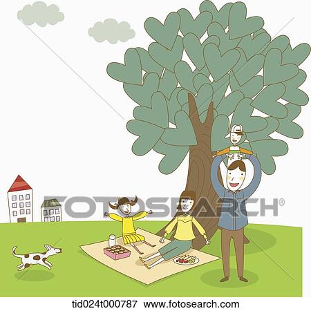 Stock Illustration - illustration of a family having picnic. Fotosearch