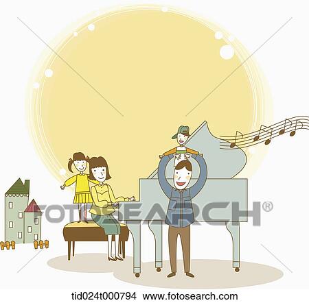 Stock Illustration - illustration of a family singing together. Fotosearch