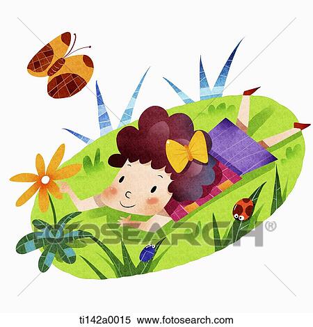 Stock Illustration - illustration of a girl in summer. Fotosearch