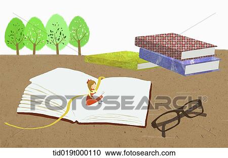 Clipart - illustration of a girl on a open book. Fotosearch