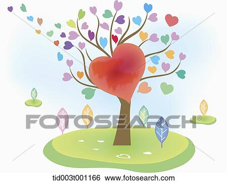 Stock Illustration - illustration of a heart on heart tree. Fotosearch