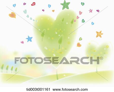 Clip Art - illustration of a heart trees. Fotosearch