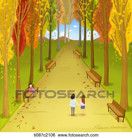 illustration of a village in autumn View Large Illustration Stock Illustration - illustration of a village in autumn. Fotosearch