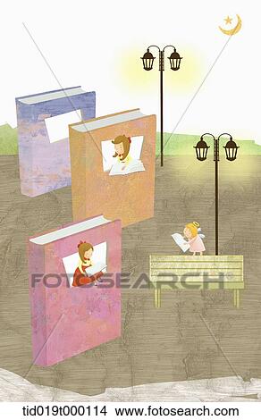 illustration of a village with book houses View Large Illustration Stock Illustration - illustration of a village with book houses. Fotosearch
