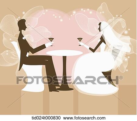 Clipart - illustration of a wedding. Fotosearch