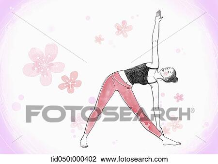 Drawing - illustration of a woman doing yoga. Fotosearch