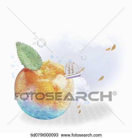 illustration of an apple under the sea View Large Illustration Drawing - illustration of an apple under the sea. Fotosearch