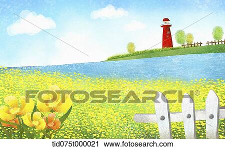 Clip Art - illustration of beautiful landscape . Fotosearch