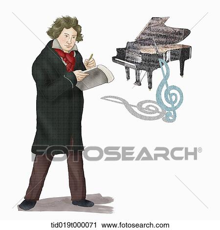 illustration of Beethoven View Large Illustration Clip Art - illustration of Beethoven. Fotosearch