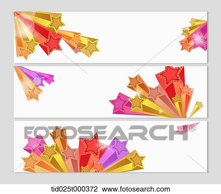 Drawing - illustration of cards with different color stars. Fotosearch