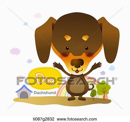 Drawing - illustration of Dachshund. Fotosearch