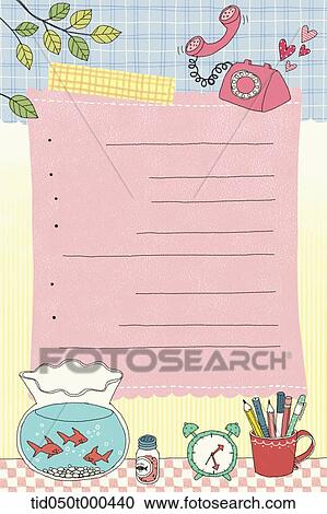 illustration of diary template featuring note page View Large Illustration Clipart - illustration of diary template featuring note page. Fotosearch