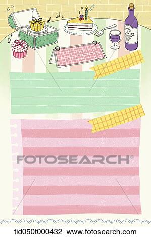 illustration of diary template featuring note page View Large Illustration Drawing - illustration of diary template featuring note page. Fotosearch