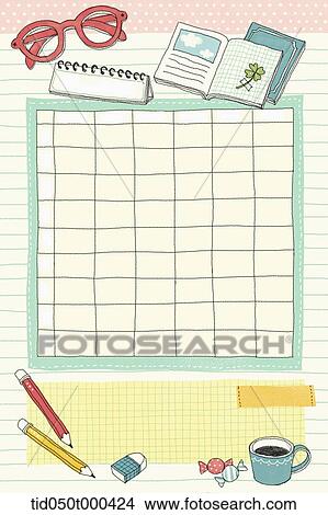 Stock Illustration - illustration of diary template featuring timetable. Fotosearch