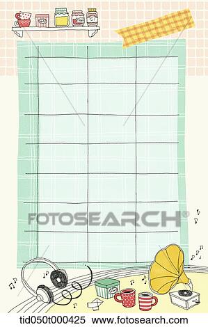 illustration of diary template featuring timetable View Large Illustration Stock Illustration - illustration of diary template featuring timetable. Fotosearch