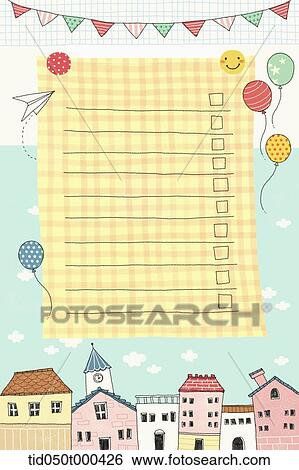 illustration of diary template featuring to do list View Large Illustration Stock Illustration - illustration of diary template featuring to do list. Fotosearch
