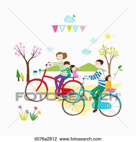 illustration of family activity on May View Large Illustration Drawing - illustration of family activity on May. Fotosearch