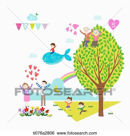 illustration of family activity on May View Large Illustration Stock Illustration - illustration of family activity on May. Fotosearch