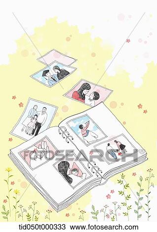 illustration of family album View Large Illustration Drawing - illustration of family album. Fotosearch