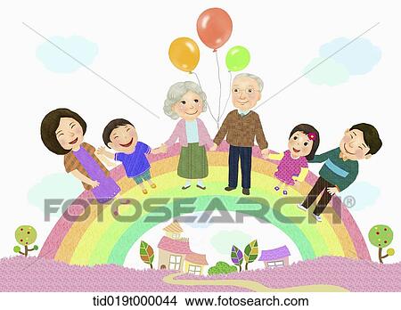 Stock Illustration - illustration of family on a rainbow. Fotosearch