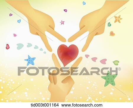 illustration of fingers and a heart View Large Illustration Stock Illustration - illustration of fingers and a heart. Fotosearch