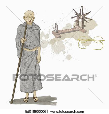 illustration of Gandhi View Large Illustration Clip Art - illustration of Gandhi . Fotosearch