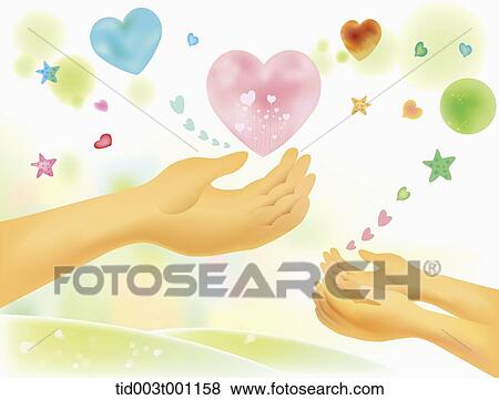 illustration of hands and hearts View Large Illustration Stock Illustration - illustration of hands and hearts. Fotosearch