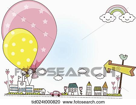 illustration of hot air balloons in school View Large Illustration Clipart - illustration of hot air balloons in school . Fotosearch
