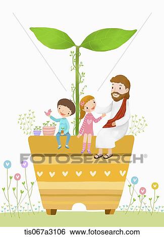illustration of Jesus and kinds View Large Illustration Stock Illustration - illustration of Jesus and kinds. Fotosearch