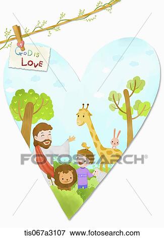 Stock Illustration - illustration of Jesus and kinds. Fotosearch