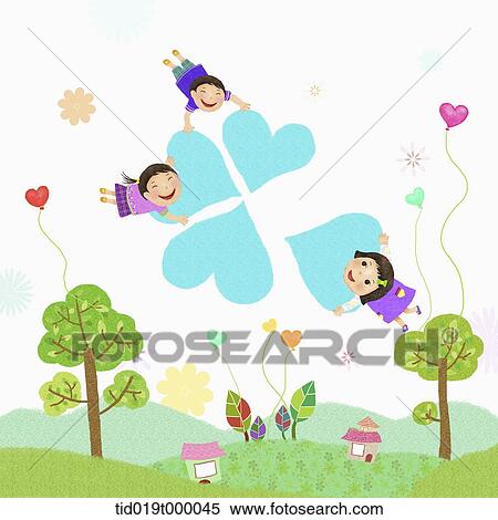 Stock Illustration - illustration of kids matching hearts. Fotosearch