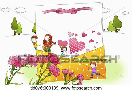 Stock Illustration - illustration of kids on a fancy land . Fotosearch