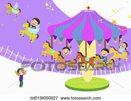 illustration of kids on amusement park View Large Illustration Stock Illustration - illustration of kids on amusement park. Fotosearch