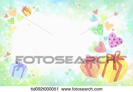 Clip Art - illustration of letter template featuring presents. Fotosearch
