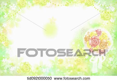 Clipart - illustration of letter template featuring flower bouquet. Fotosearch