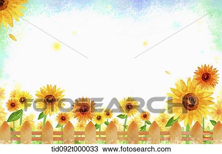 Drawing - illustration of letter template featuring flowers. Fotosearch