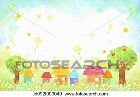 Stock Illustration - illustration of letter template featuring houses. Fotosearch