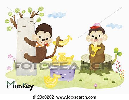 illustration of monkey View Large Illustration Drawing - illustration of monkey. Fotosearch