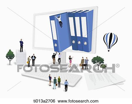 illustration of people standing in front of folders View Large Illustration Stock Illustration - illustration of people standing in front of folders. Fotosearch