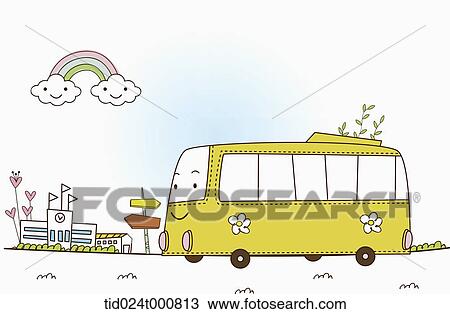 illustration of school bus View Large Illustration Drawing - illustration of school bus. Fotosearch
