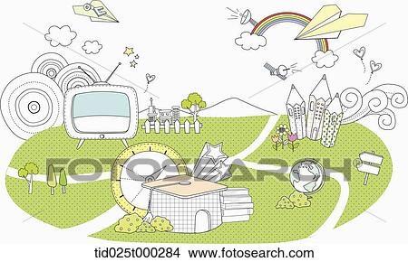 Stock Illustration - illustration of school related items . Fotosearch