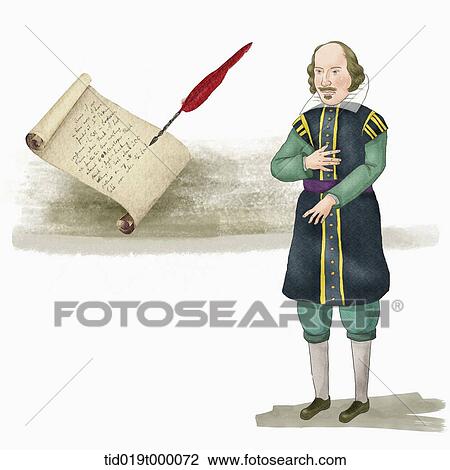Drawing - illustration of Shakespeare. Fotosearch