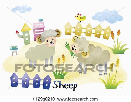 illustration of sheep View Large Illustration Clipart - illustration of sheep. Fotosearch
