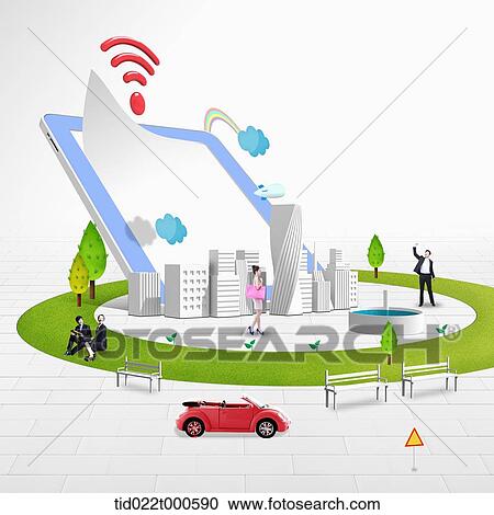 Clipart - illustration of smart eco city. Fotosearch